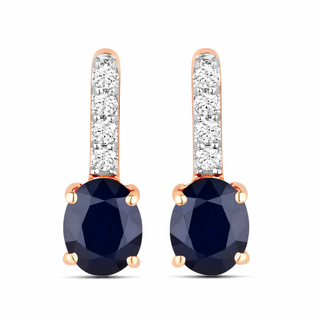 Petite Oval Diamond Accent Drop Earrings
