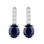 Petite Oval Diamond Accent Drop Earrings