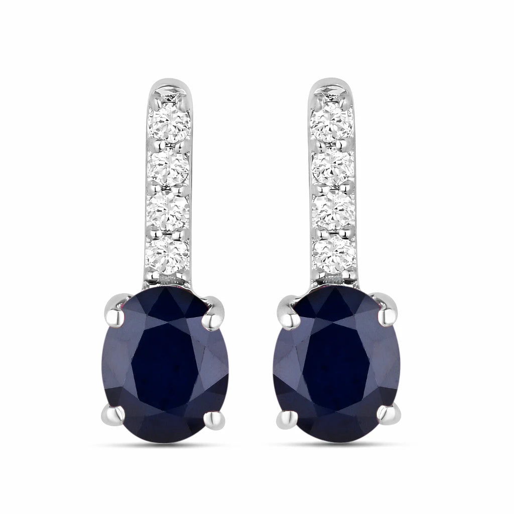 Petite Oval Diamond Accent Drop Earrings