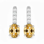 Petite Oval Diamond Accent Drop Earrings