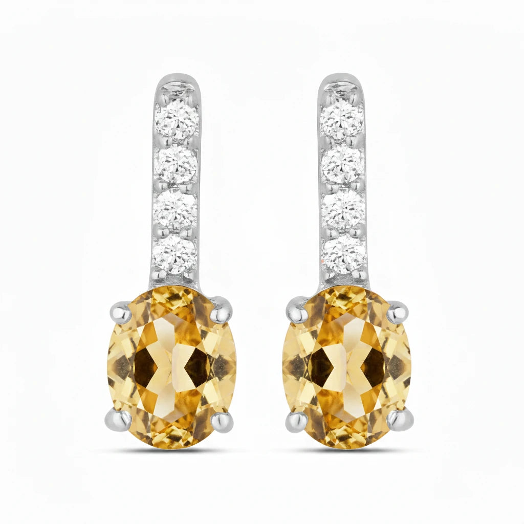 Petite Oval Diamond Accent Drop Earrings