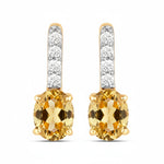 Petite Oval Diamond Accent Drop Earrings