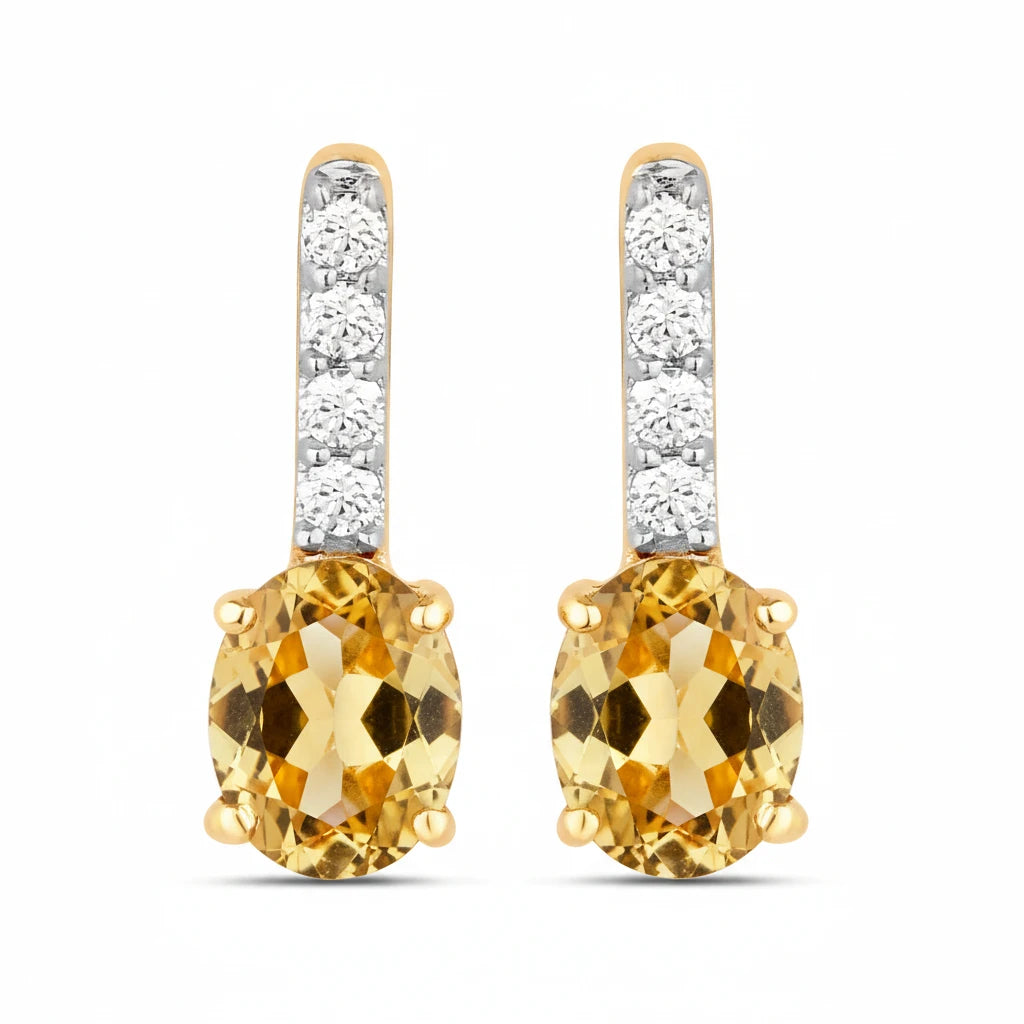 Petite Oval Diamond Accent Drop Earrings