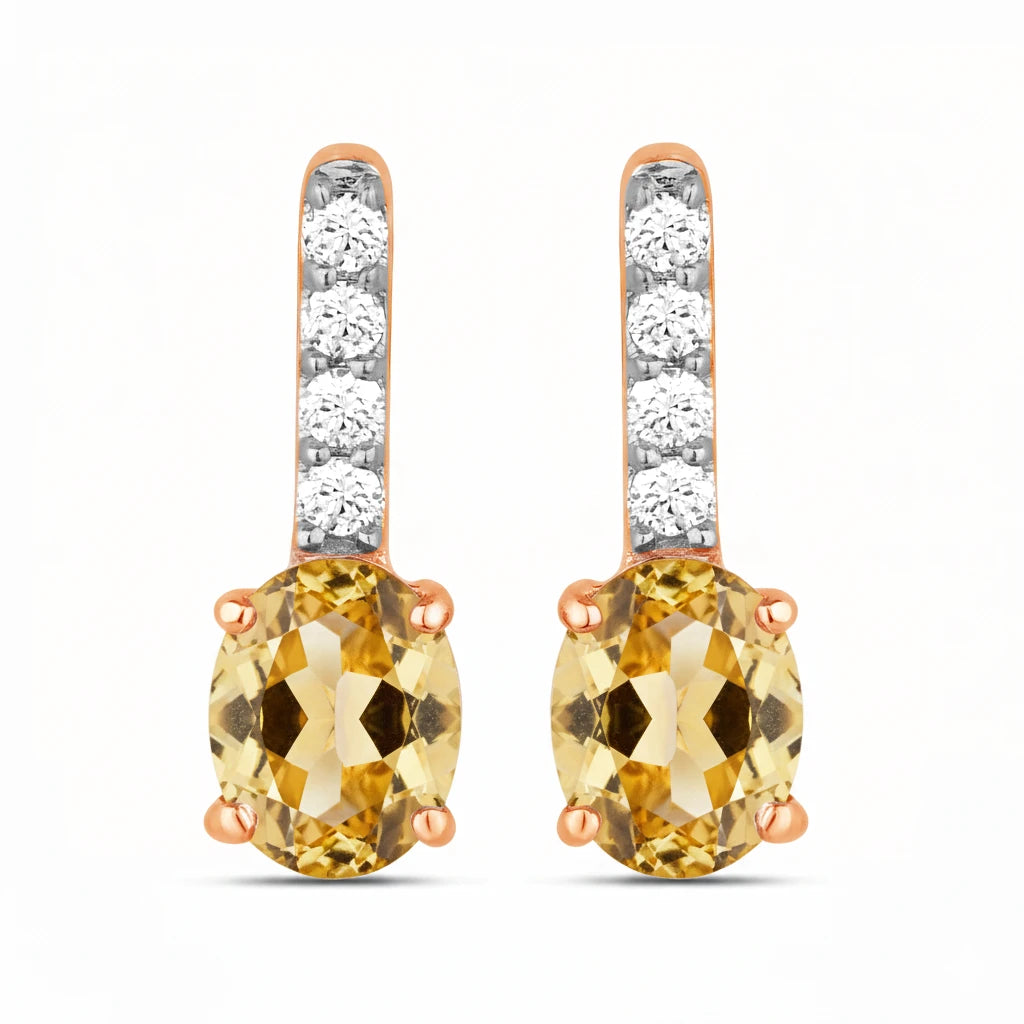Petite Oval Diamond Accent Drop Earrings