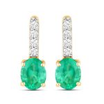 Petite Oval Diamond Accent Drop Earrings