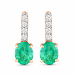 Petite Oval Diamond Accent Drop Earrings