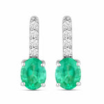 Petite Oval Diamond Accent Drop Earrings
