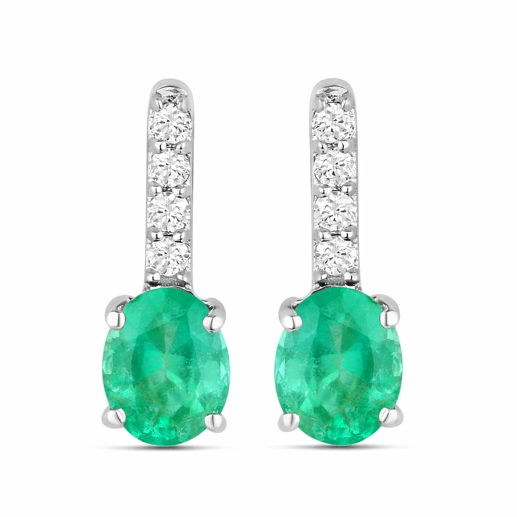 Petite Oval Diamond Accent Drop Earrings
