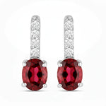 Petite Oval Diamond Accent Drop Earrings