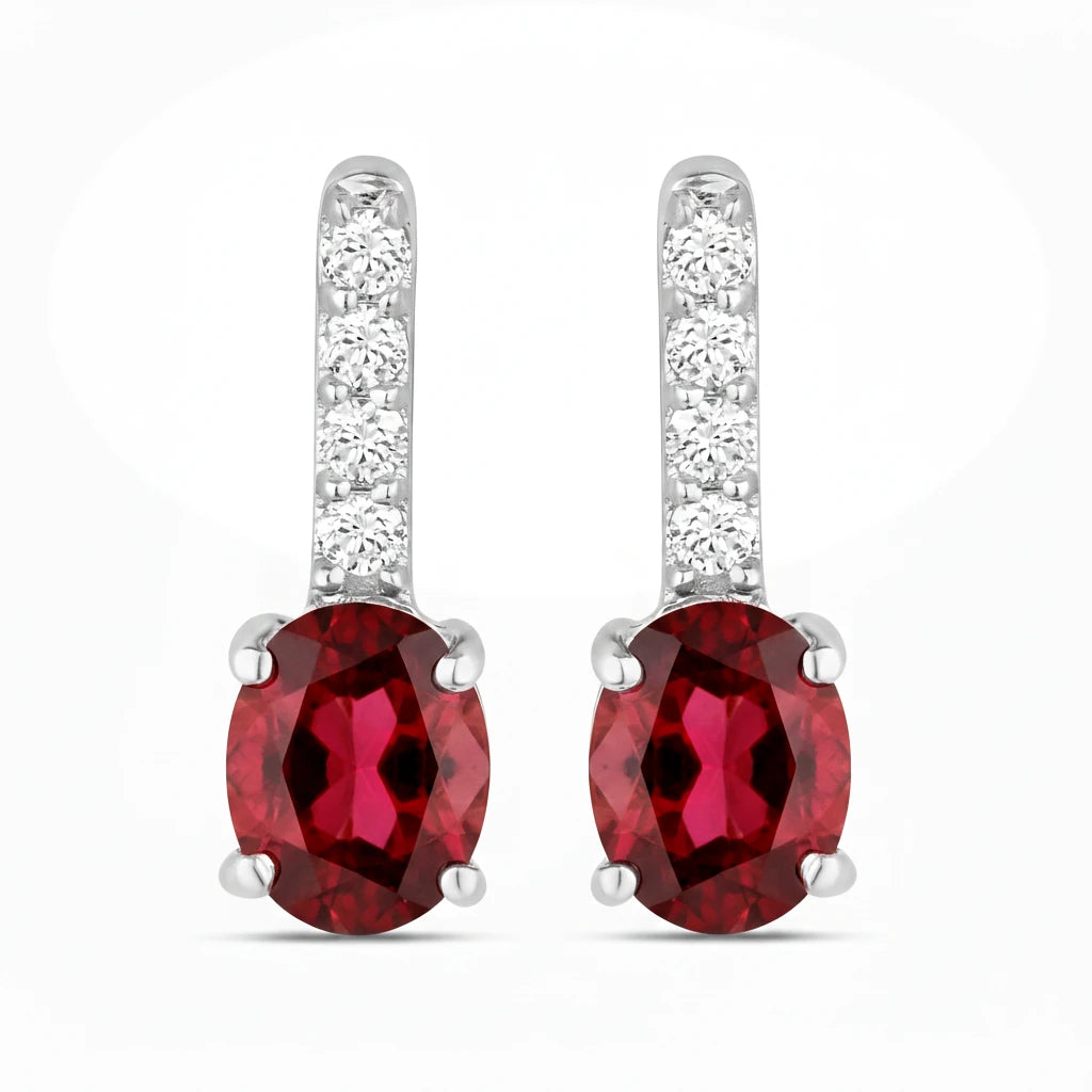 Petite Oval Diamond Accent Drop Earrings