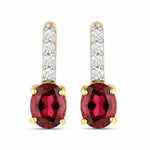 Petite Oval Diamond Accent Drop Earrings