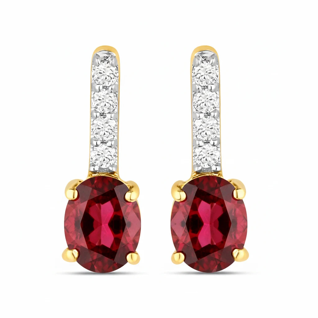 Petite Oval Diamond Accent Drop Earrings