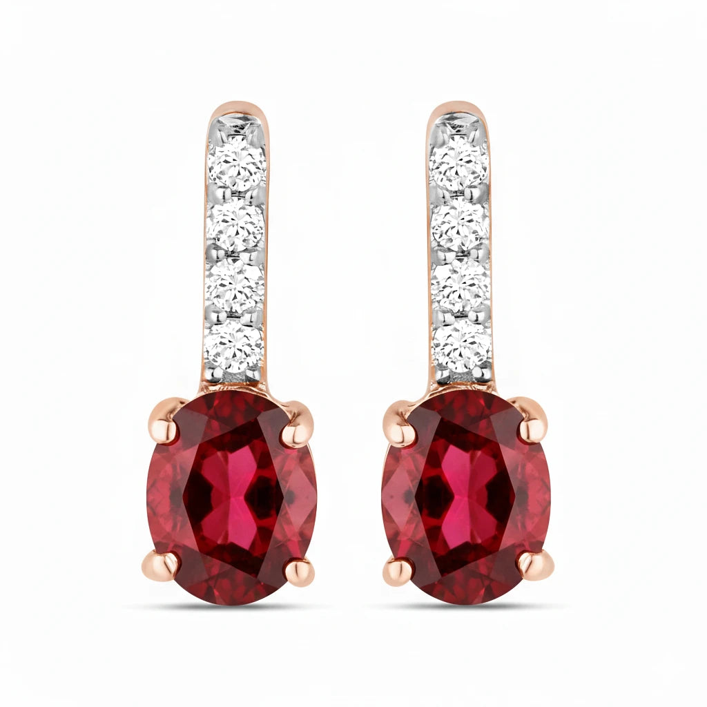 Petite Oval Diamond Accent Drop Earrings