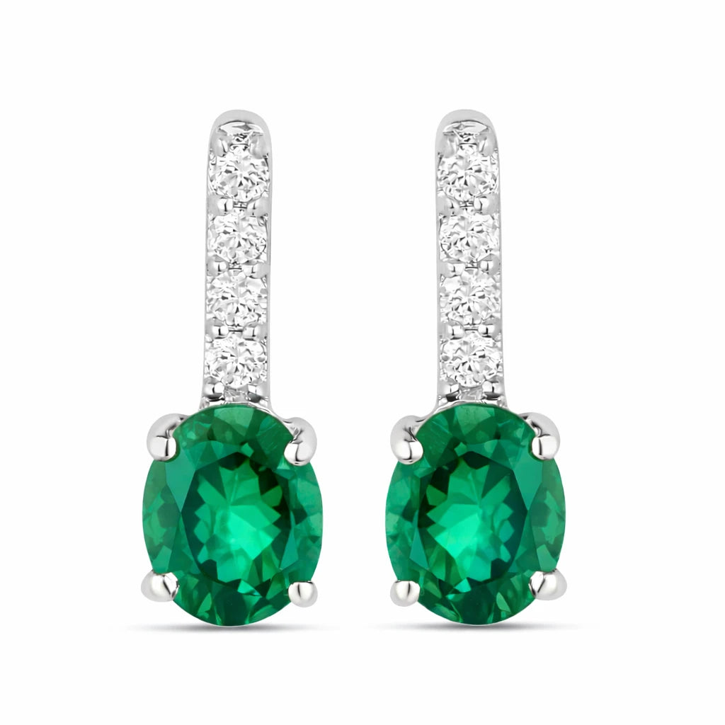 Petite Oval Diamond Accent Drop Earrings