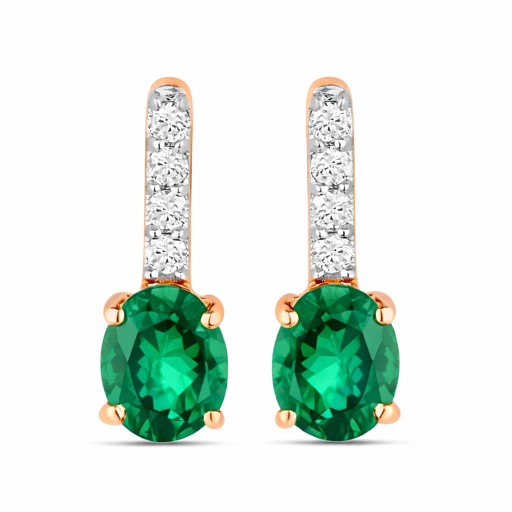 Petite Oval Diamond Accent Drop Earrings