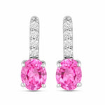 Petite Oval Diamond Accent Drop Earrings