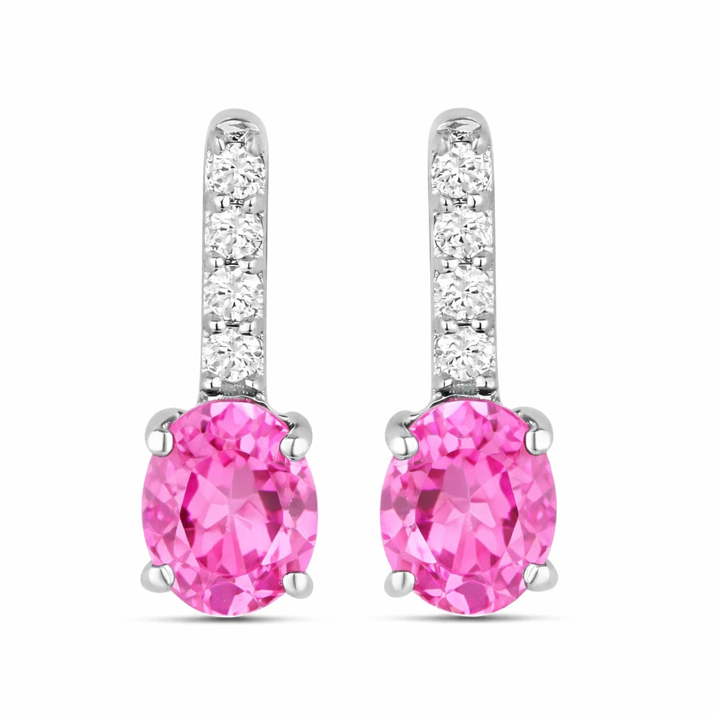 Petite Oval Diamond Accent Drop Earrings