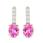 Petite Oval Diamond Accent Drop Earrings