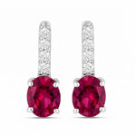 Petite Oval Diamond Accent Drop Earrings