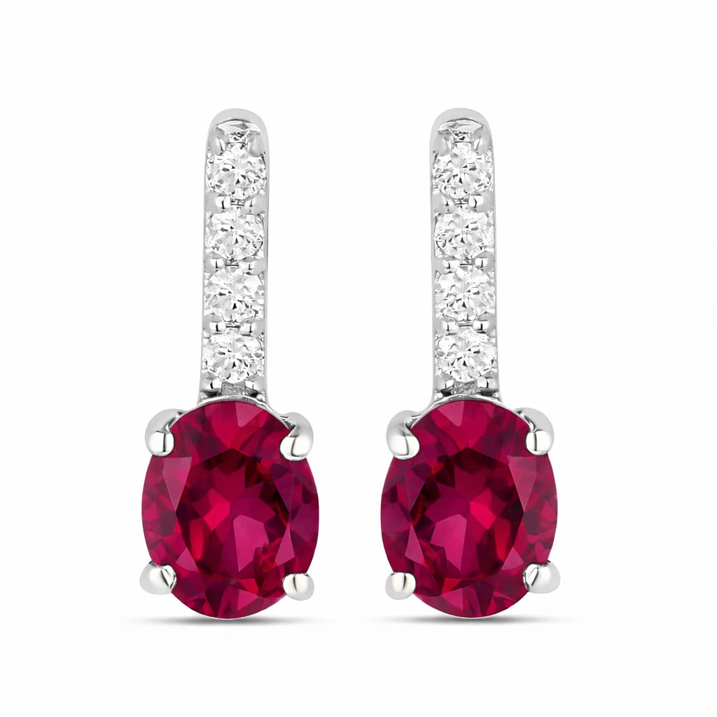Petite Oval Diamond Accent Drop Earrings