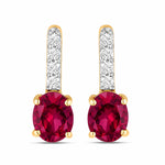 Petite Oval Diamond Accent Drop Earrings