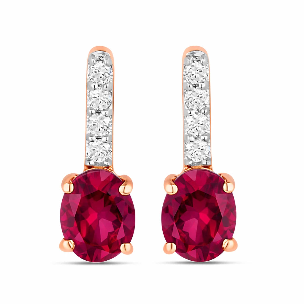 Petite Oval Diamond Accent Drop Earrings