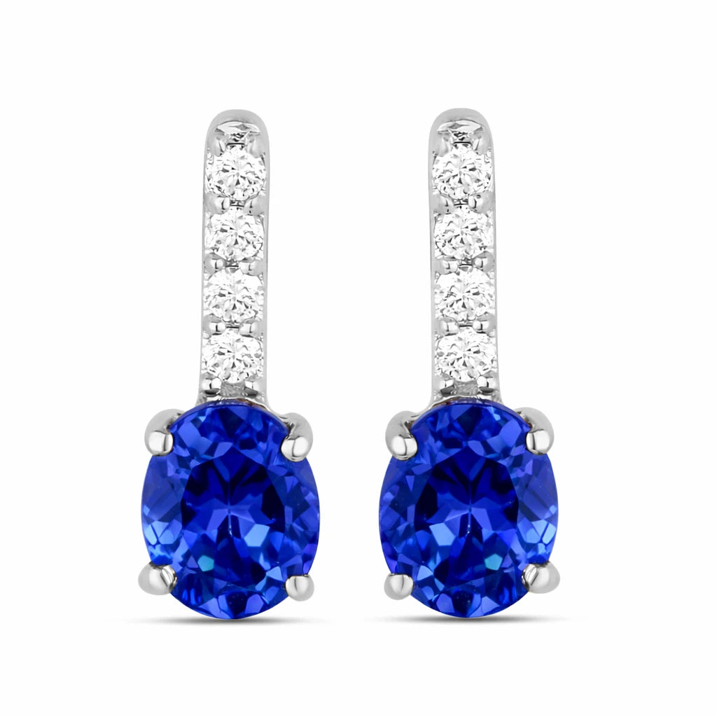 Petite Oval Diamond Accent Drop Earrings