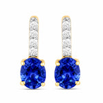 Petite Oval Diamond Accent Drop Earrings