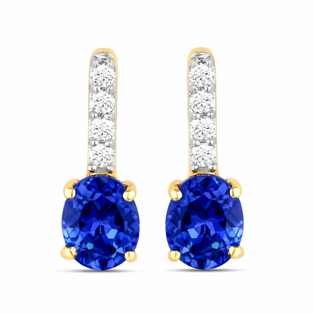 Petite Oval Diamond Accent Drop Earrings