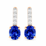 Petite Oval Diamond Accent Drop Earrings