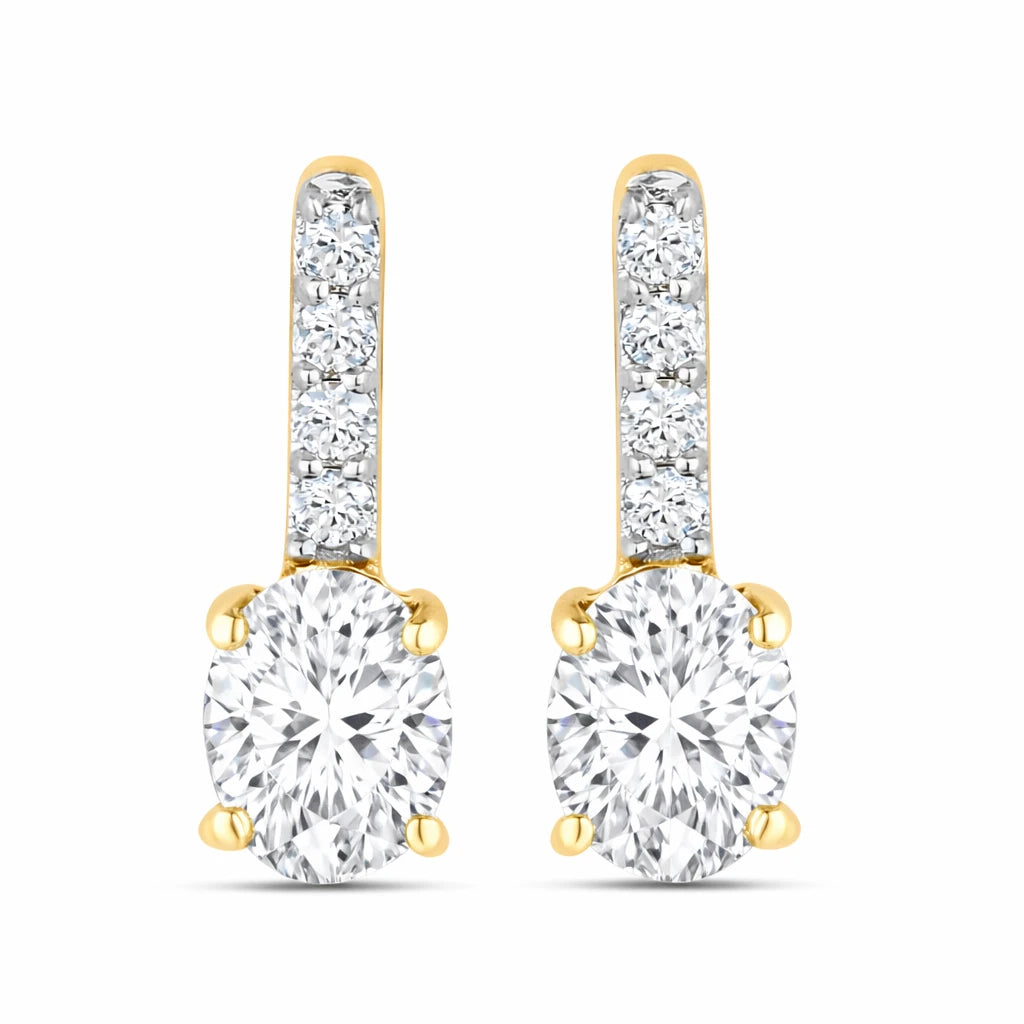 Petite Oval Diamond Accent Drop Earrings
