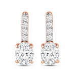 Petite Oval Diamond Accent Drop Earrings