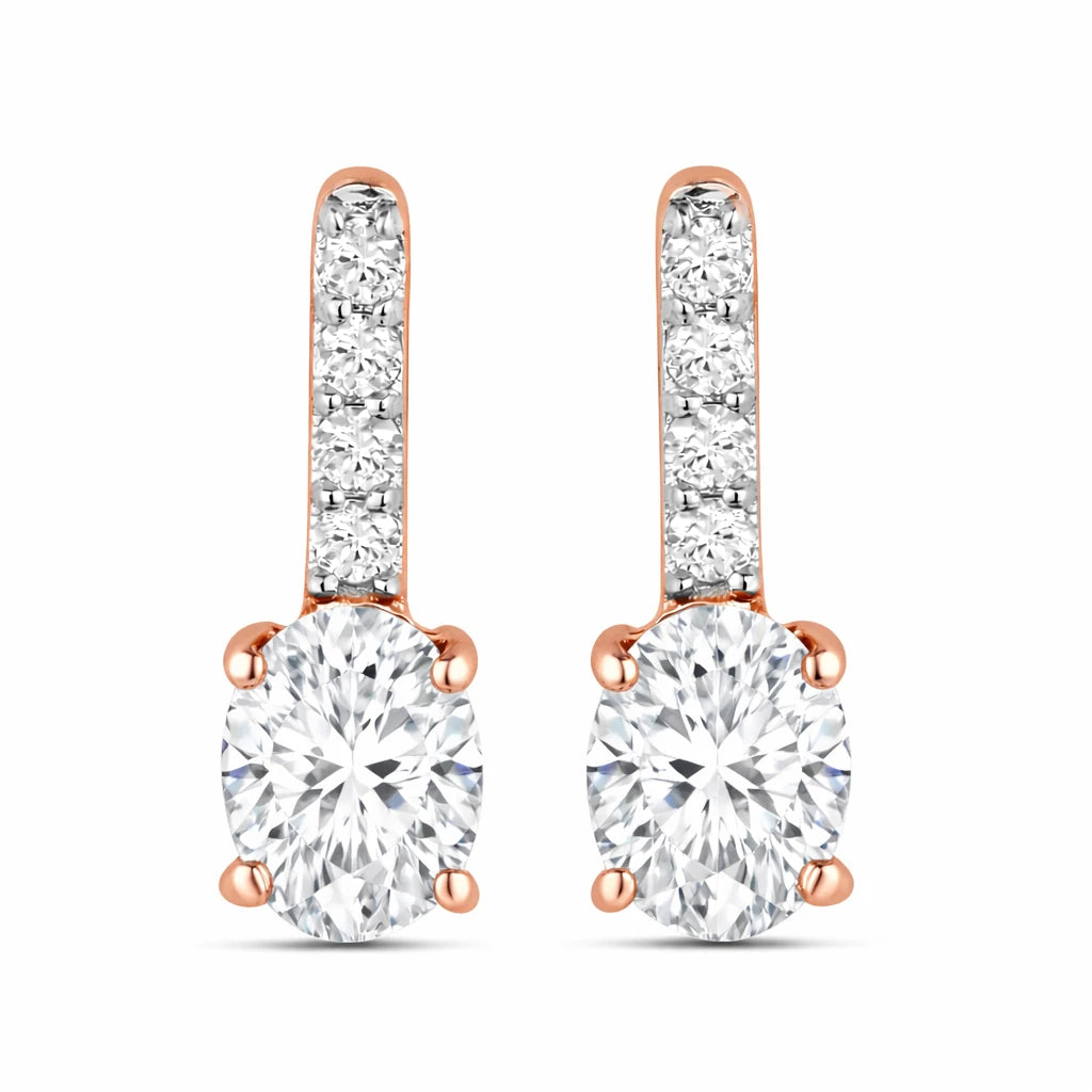 Petite Oval Diamond Accent Drop Earrings