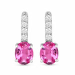 Petite Oval Diamond Accent Drop Earrings