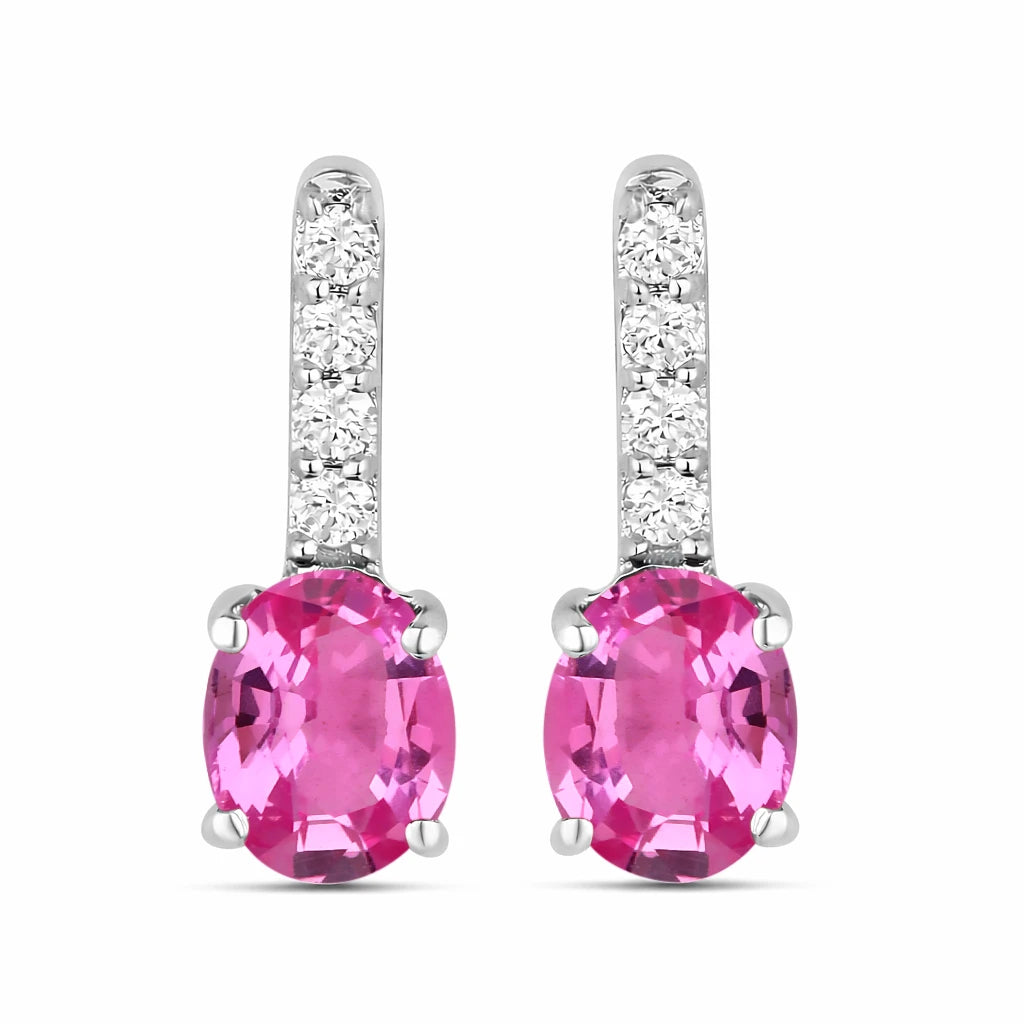 Petite Oval Diamond Accent Drop Earrings