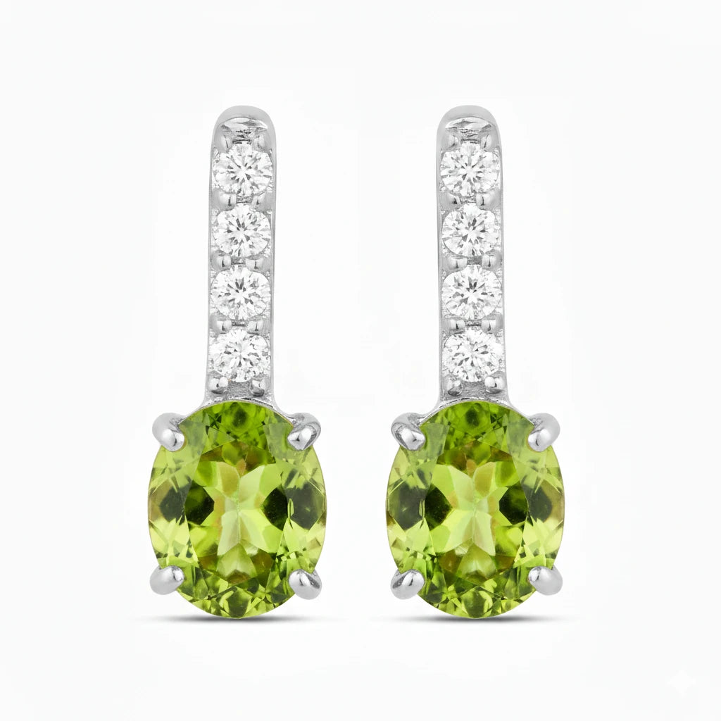 Petite Oval Diamond Accent Drop Earrings