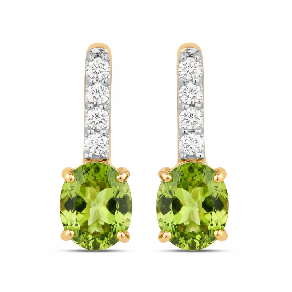 Petite Oval Diamond Accent Drop Earrings