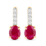 Petite Oval Diamond Accent Drop Earrings