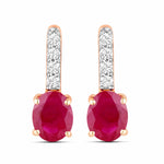Petite Oval Diamond Accent Drop Earrings