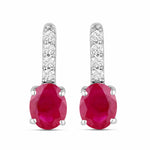Petite Oval Diamond Accent Drop Earrings