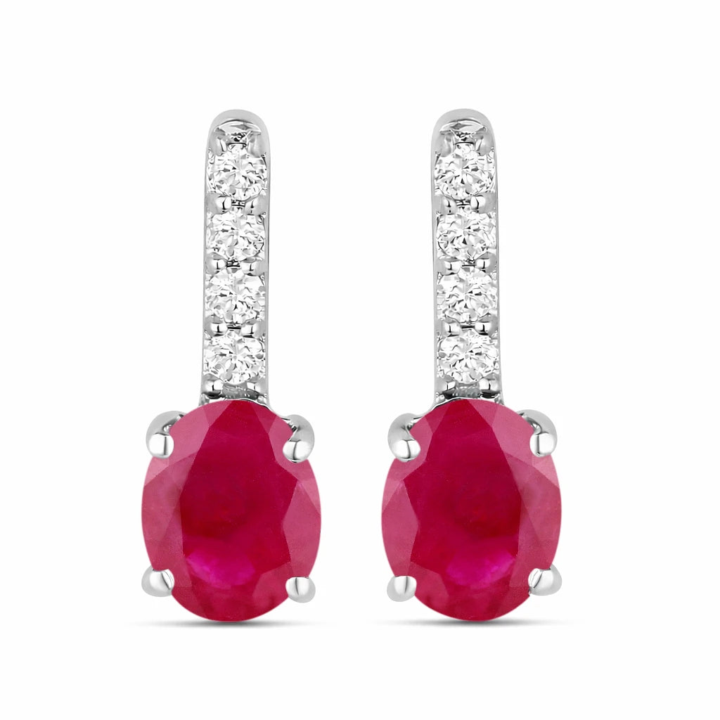 Petite Oval Diamond Accent Drop Earrings