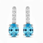 Petite Oval Diamond Accent Drop Earrings
