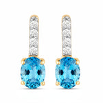 Petite Oval Diamond Accent Drop Earrings