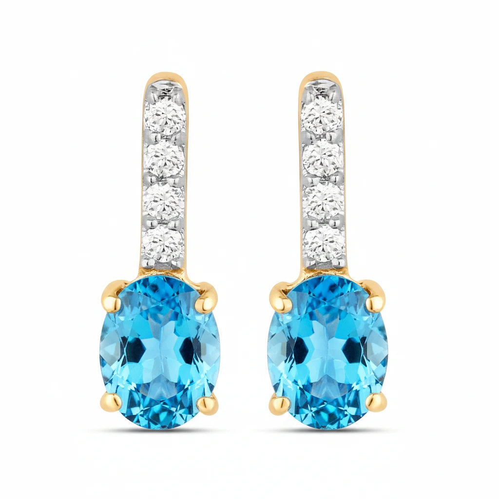 Petite Oval Diamond Accent Drop Earrings