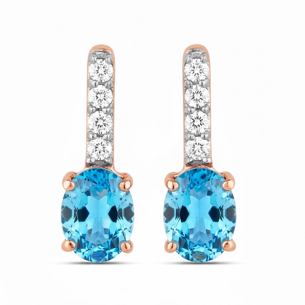 Petite Oval Diamond Accent Drop Earrings