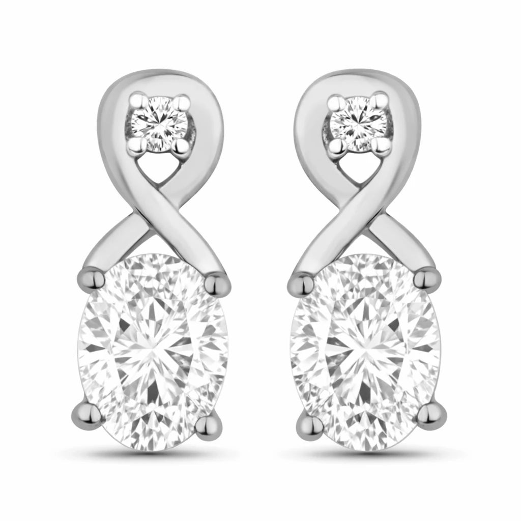Oval Cut Diamond Accent Petite Drop Earrings