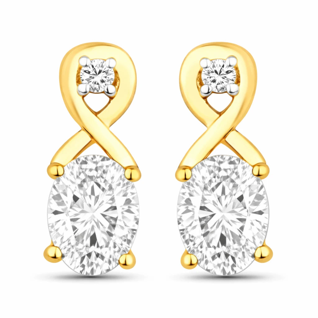 Oval Cut Diamond Accent Petite Drop Earrings