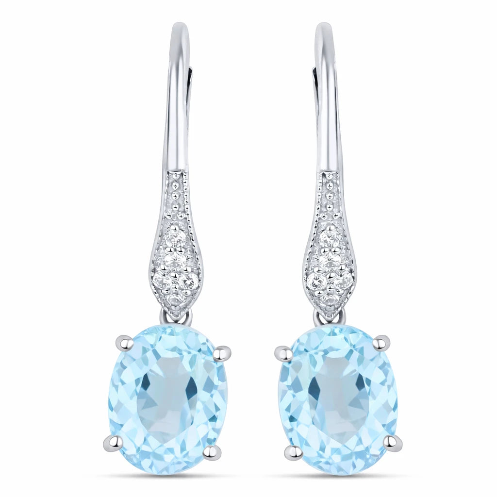 Lightweight Oval Cut Diamond Accent Drop Earrings