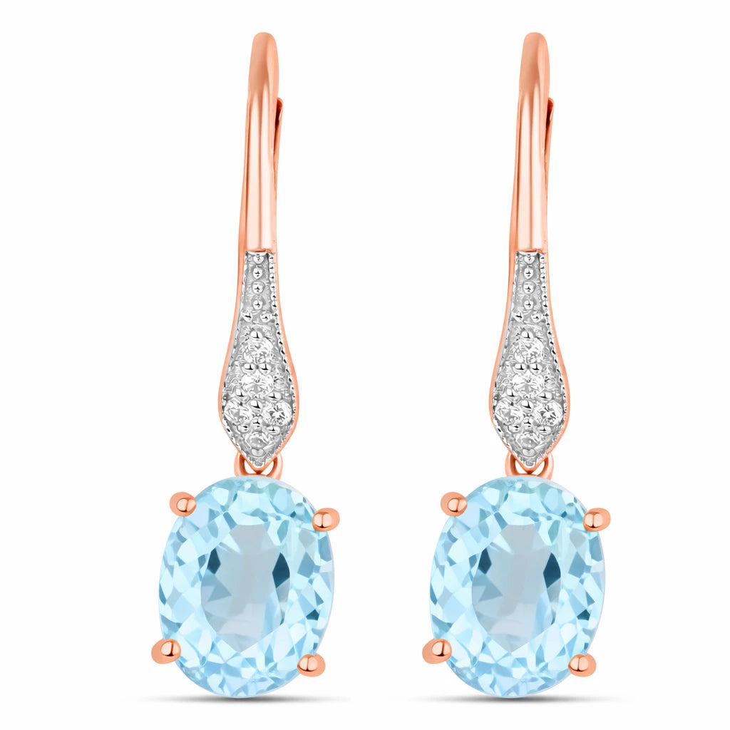 Lightweight Oval Cut Diamond Accent Drop Earrings