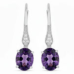 Lightweight Oval Cut Diamond Accent Drop Earrings
